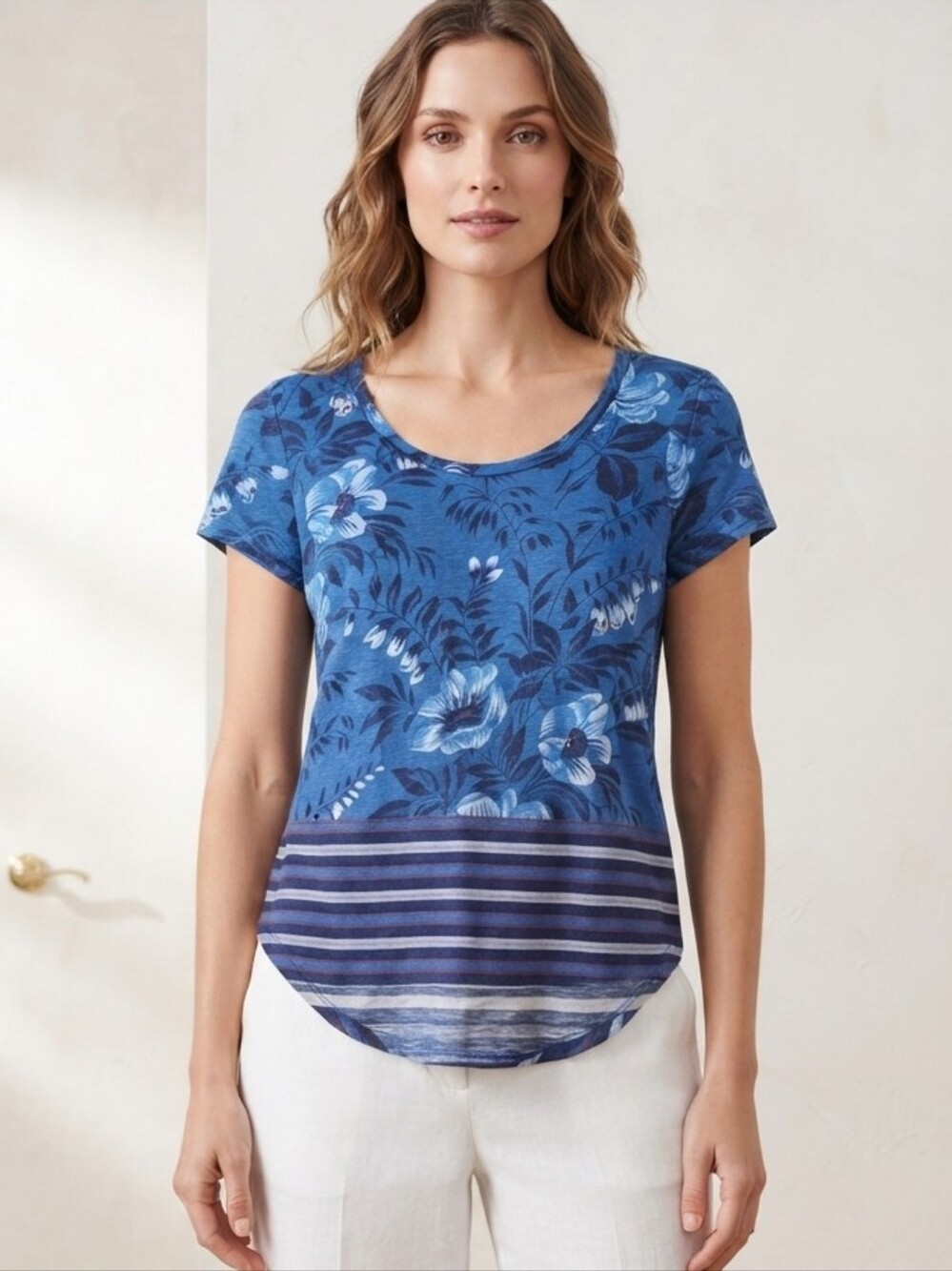 Loft Hi-Lo Women's Short Sleeve Casual Boho Floral Top Size XS